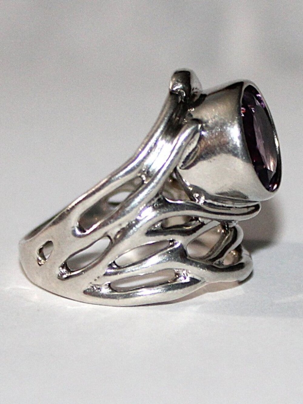 Hagit Gorali Sterling Silver Amethyst Ring SZ 7.25 - Picture 4 of 7